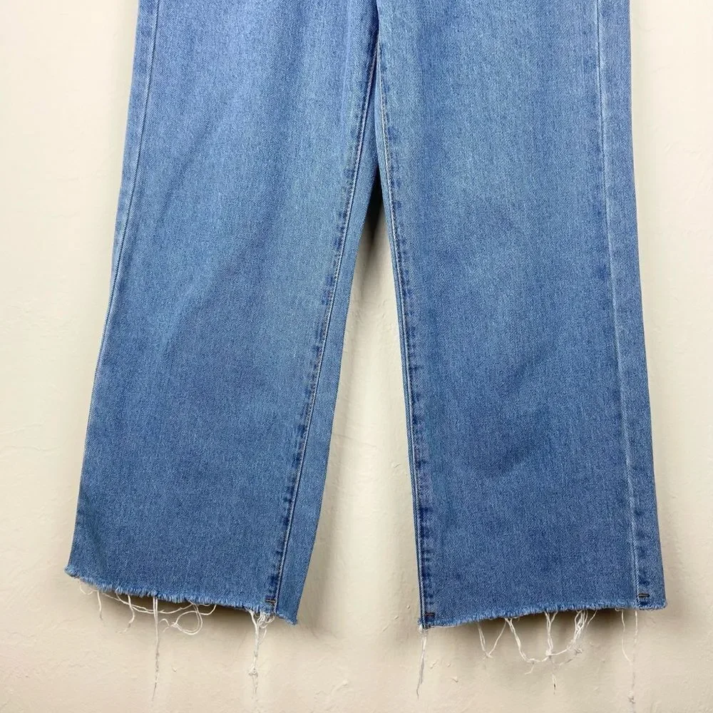 Princess Polly Helena Wide-Leg Crop Raw Hem Jeans